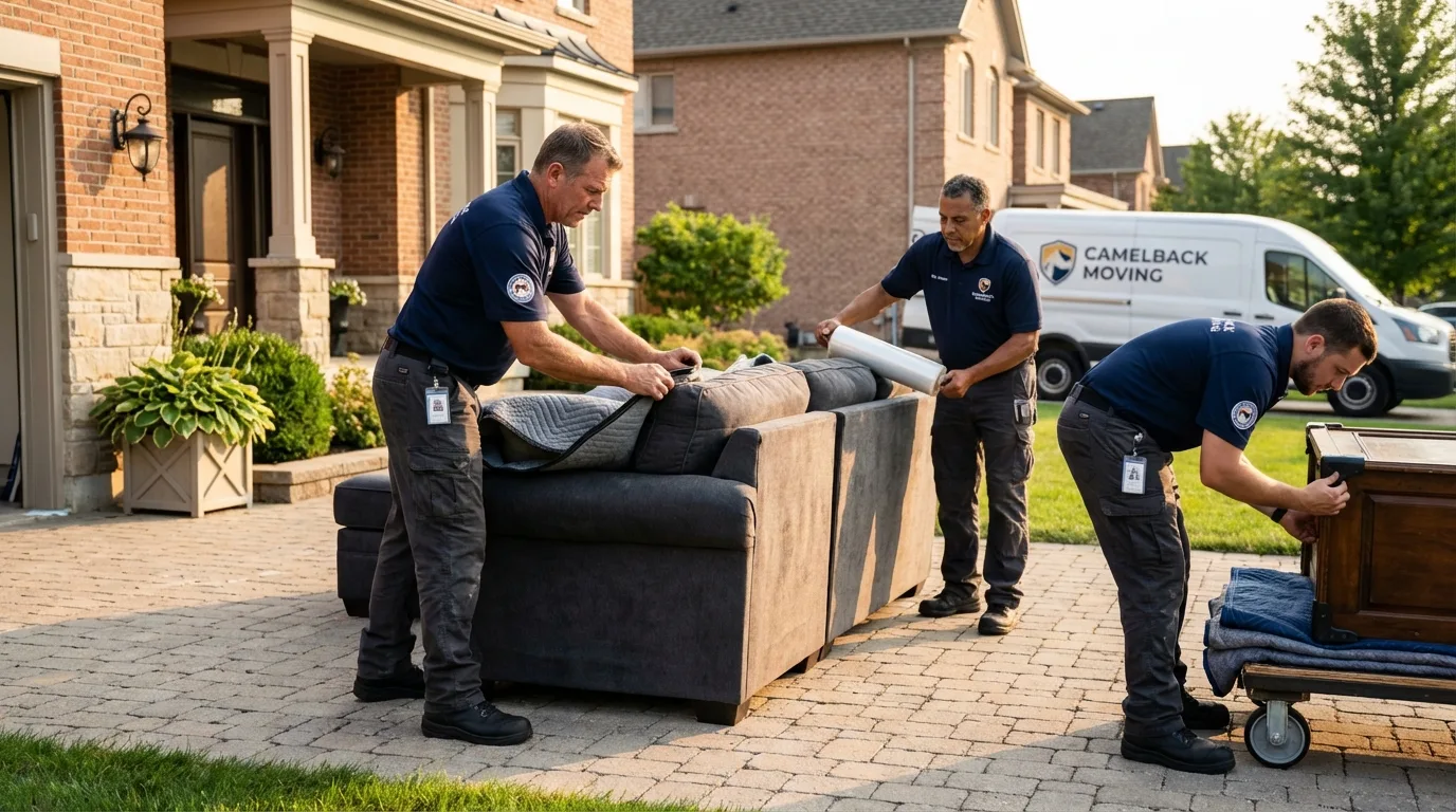 Large estate moving crew wrapping furniture in Hebron, NE