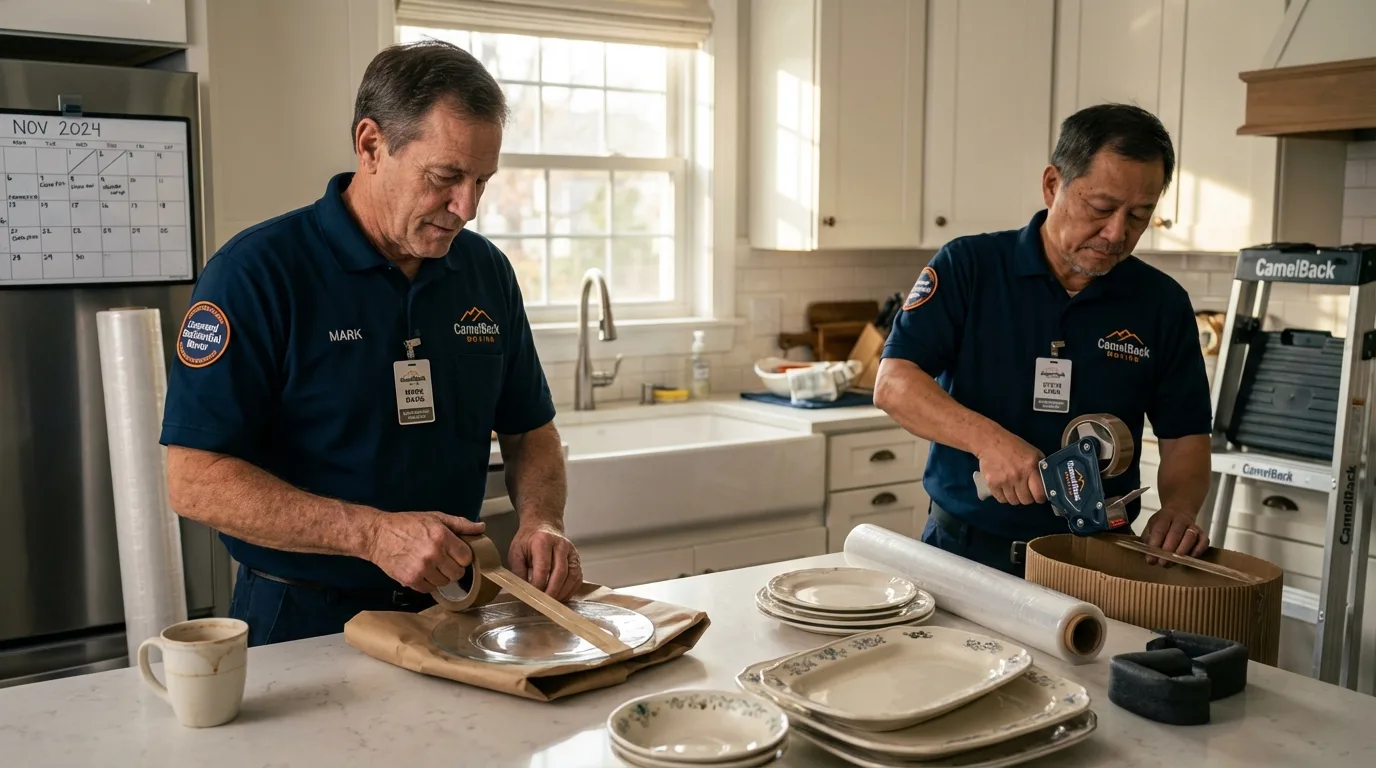 Professional crew packing kitchen dishware in Hebron, NE
